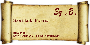 Szvitek Barna névjegykártya